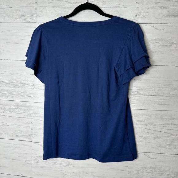 🌈 banana republic NWT navy flutter sleeve t shirt size S - Picture 4 of 6